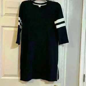 J. Crew Women's XS Black Varsity Knee Length Dress 3/4 Sleeve Casual